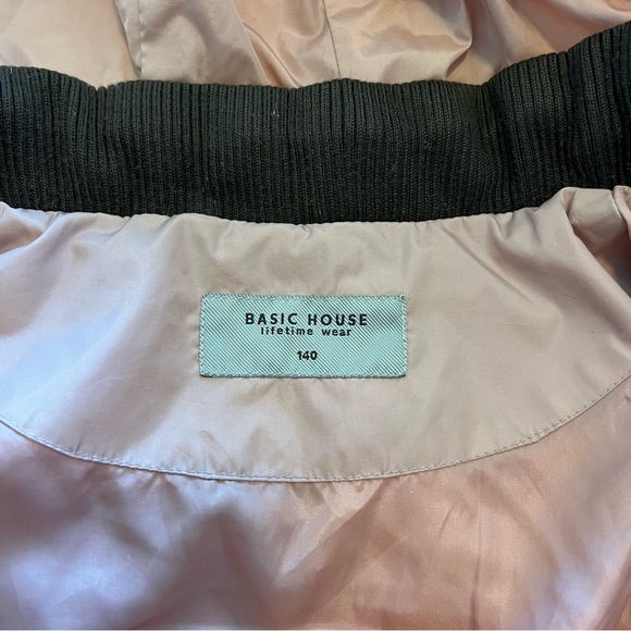 Basic House Korean Down Pink Puffer Fur Trim Hood Parka Jacket Size Small AS-IS - Picture 7 of 16